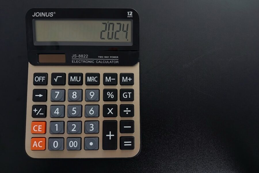 a calculator sitting on top of a table