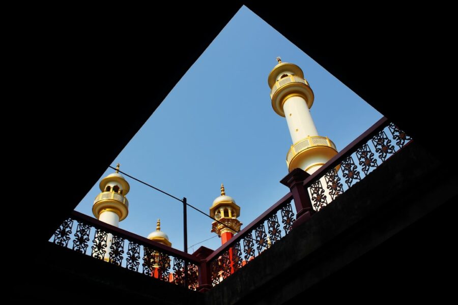 a view of a building through a window