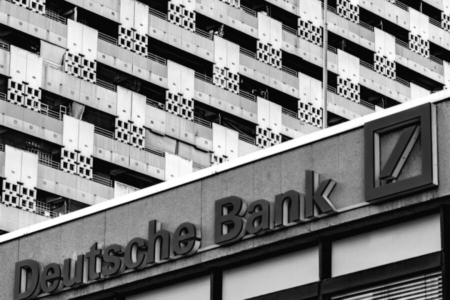 Deutsche bank building facade with repeating pattern